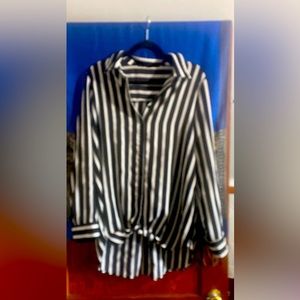 Women shirt Size 12 black and white striped